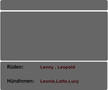 Rüden:           Lenny , Leopold           Hündinnen:    Leonie,Lotte,Lucy